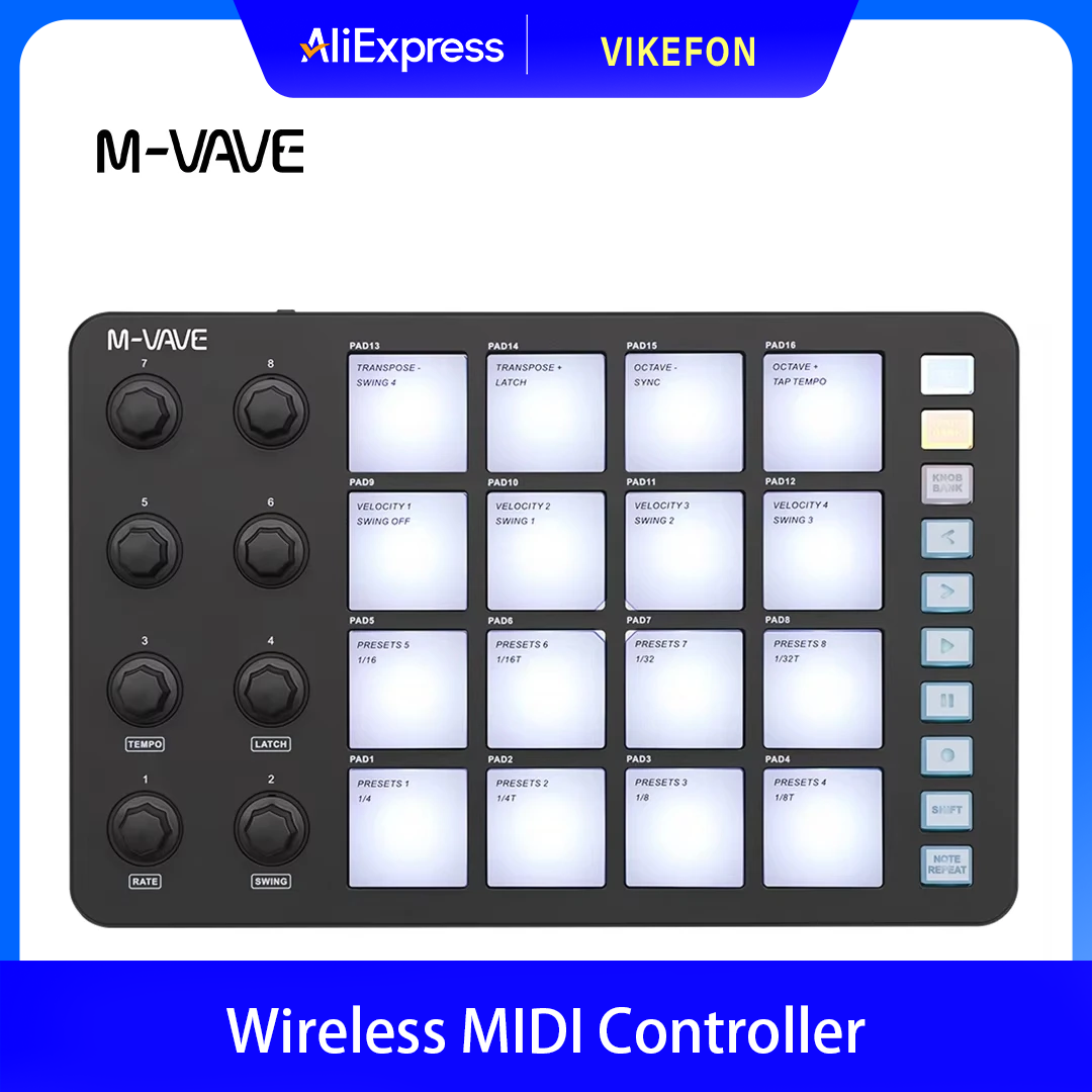 وحدة تحكم MIDI لاسلكية M-VAVE  - مراجعة Midi Controller Pad وسعره