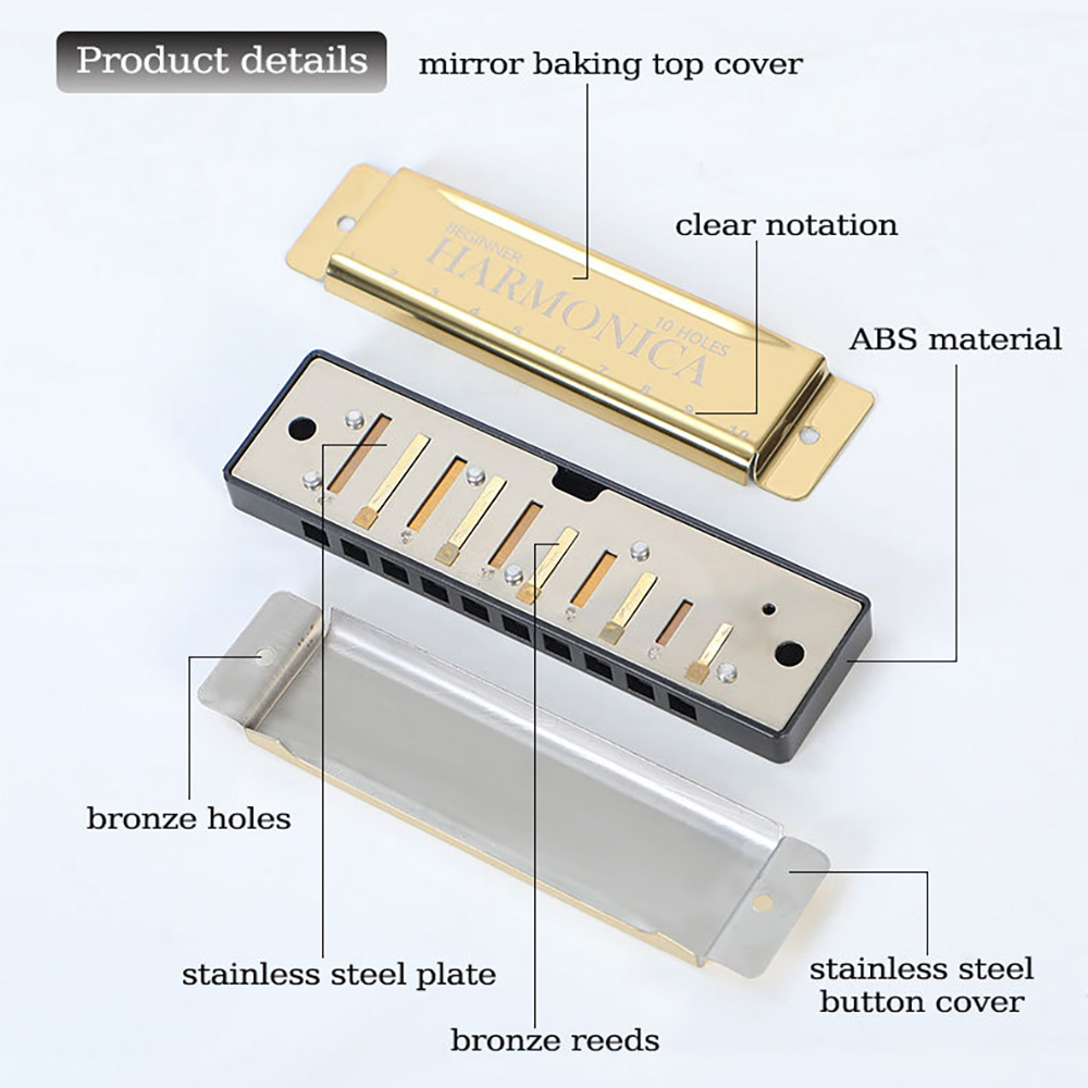 10 فتحات C هارمونيكا بلوز القي - مراجعة Harmonica 10 Hole وسعره