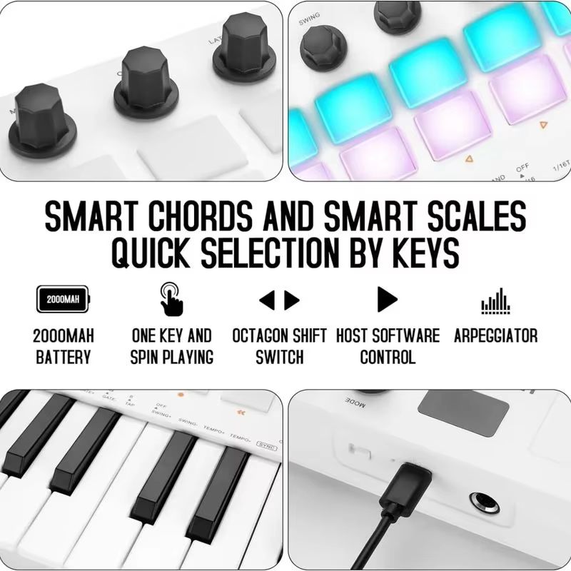 لوحة مفاتيح ميدي M-Vave Smk-25 - مراجعة Midi Controller Pad وسعره
